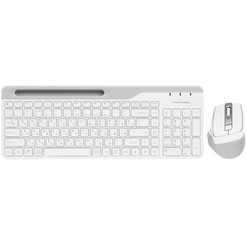 Комплект клавиатура и мышь A4Tech + Fstyler FB2535C, беспроводное подключение, USB-A, белый