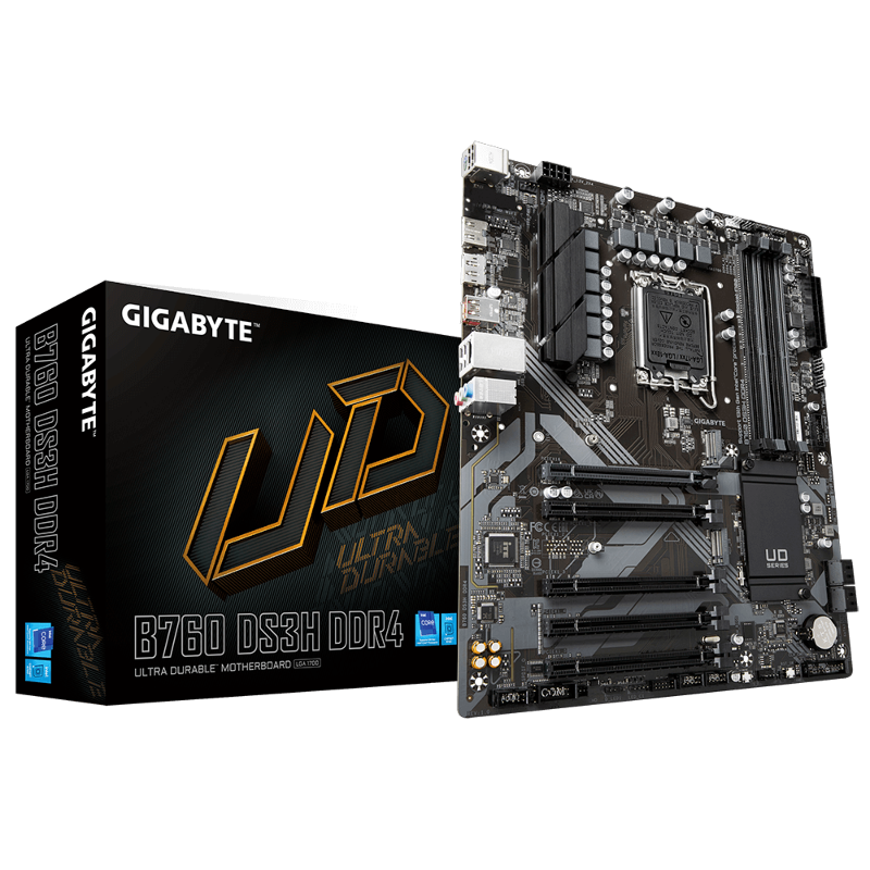 Материнская плата Gigabyte INTEL B760 s1700, LGA1700, mATX, DDR4, B760DS3HDDR4