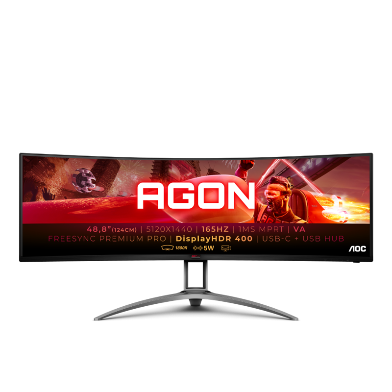 Монитор AOC AG493UCX2, 49 дюймов, 5120x1440, 165 Гц, VA, изогнутый, чёрный, фото 16