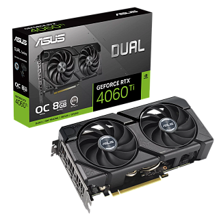 Видеокарта VGA ASUS NVIDIA GeForce DUAL-RTX4060TI-O8G-EVO 8GB, GDDR6/128-bit, PCIe 4.0, 1xHDMI 2.1a, 3xDP, 2.5-slot 90YV0J49-M0NA00 (ASUS DUAL-RTX4060TI-O8G-EVO)