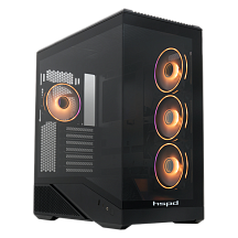 Корпус для ПК Hspd F711, Full Tower, чёрный, под ATX, mATX, mITX, материал закалённое стекло, сталь, F711-TGBK-ARGB