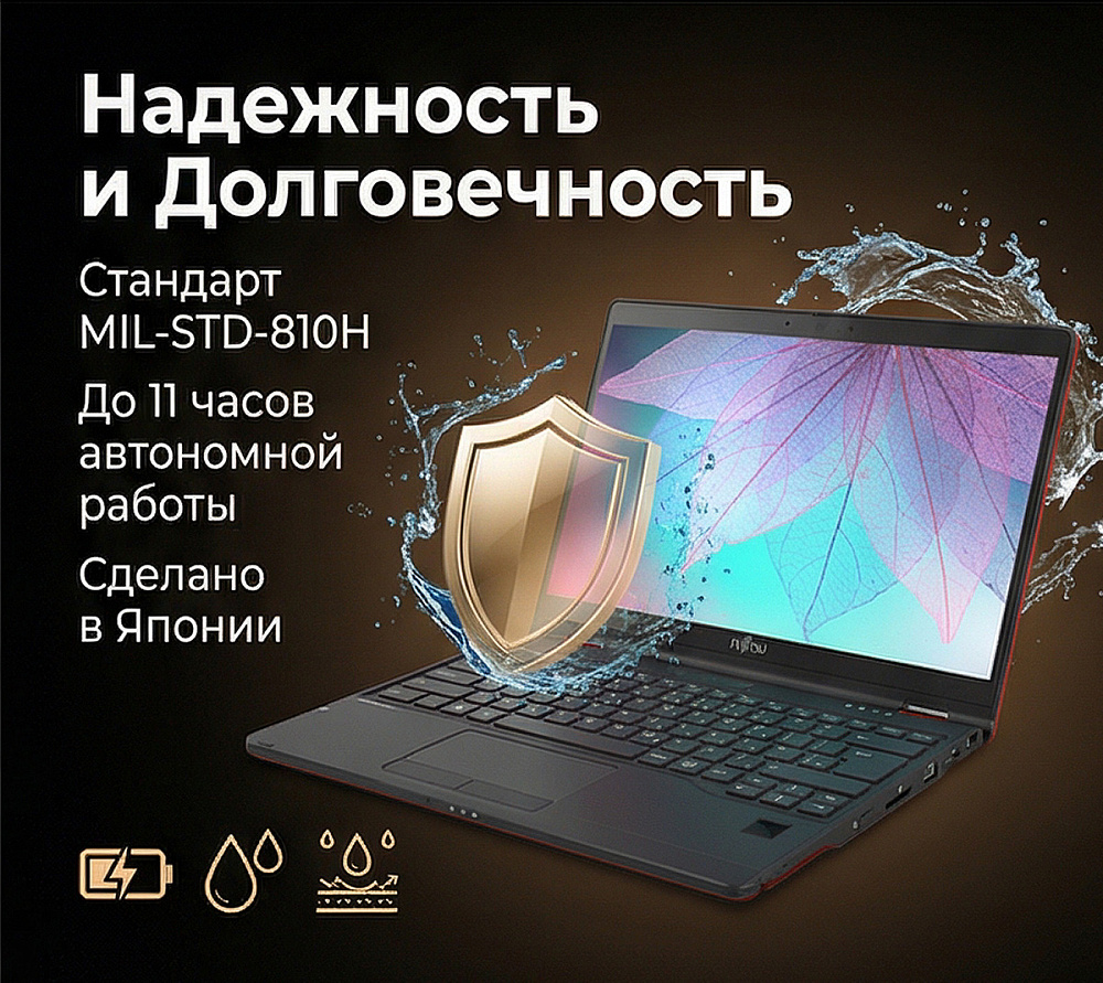 Ноутбук-трансформер Fujitsu LIFEBOOK U9312X 4G-LTE RED, Intel Core i7-1265U, 13.3" Full HD IPS, Touch & Wacom Active ES pen, 32GB LPDDR4X-4266, SSD 4TB PCIe GEN4, Intel Iris Xe Graphics, WINDOWS 11 PRO, КЛАВИАТУРА RU/US, гарантия 1 год, сделано в Японии, фото 5