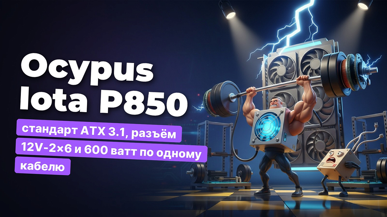 Ocypus Iota P850: стандарт ATX 3.1, разъём 12V-2×6 и 600 ватт по одному кабелю