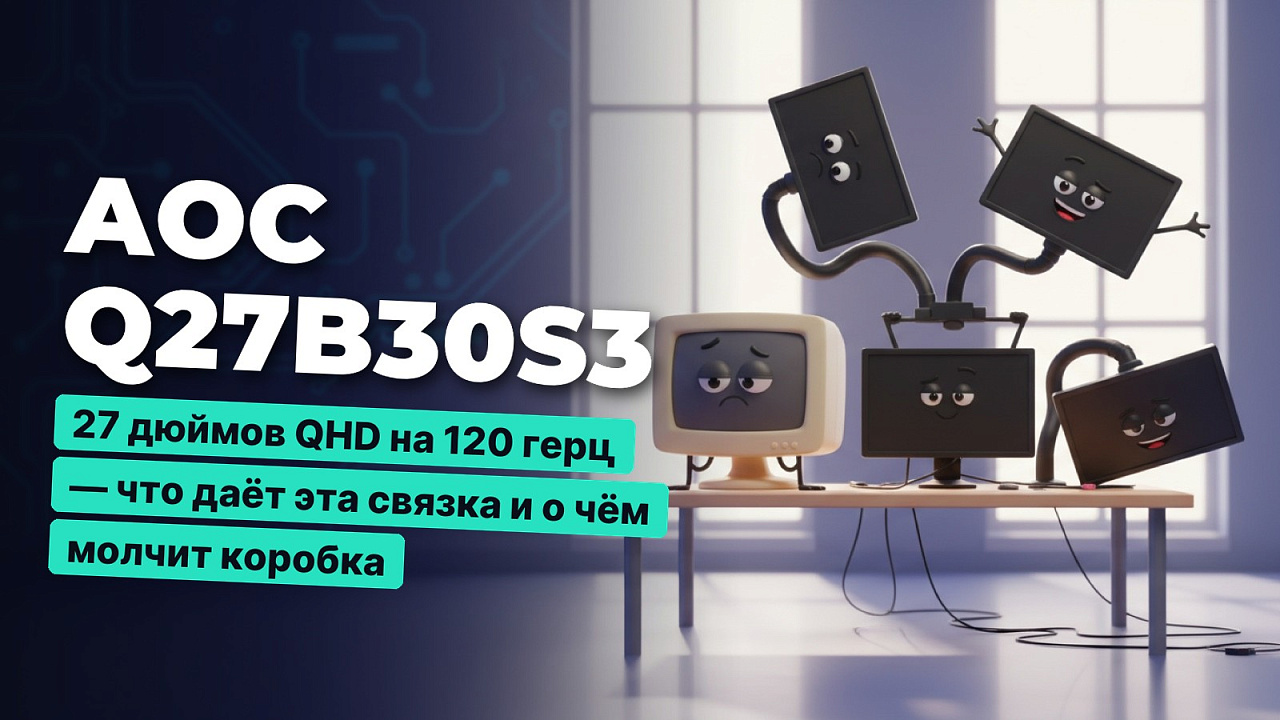 AOC Q27B30S3: 27 дюймов QHD на 120 герц — что даёт эта связка и о чём молчит коробка